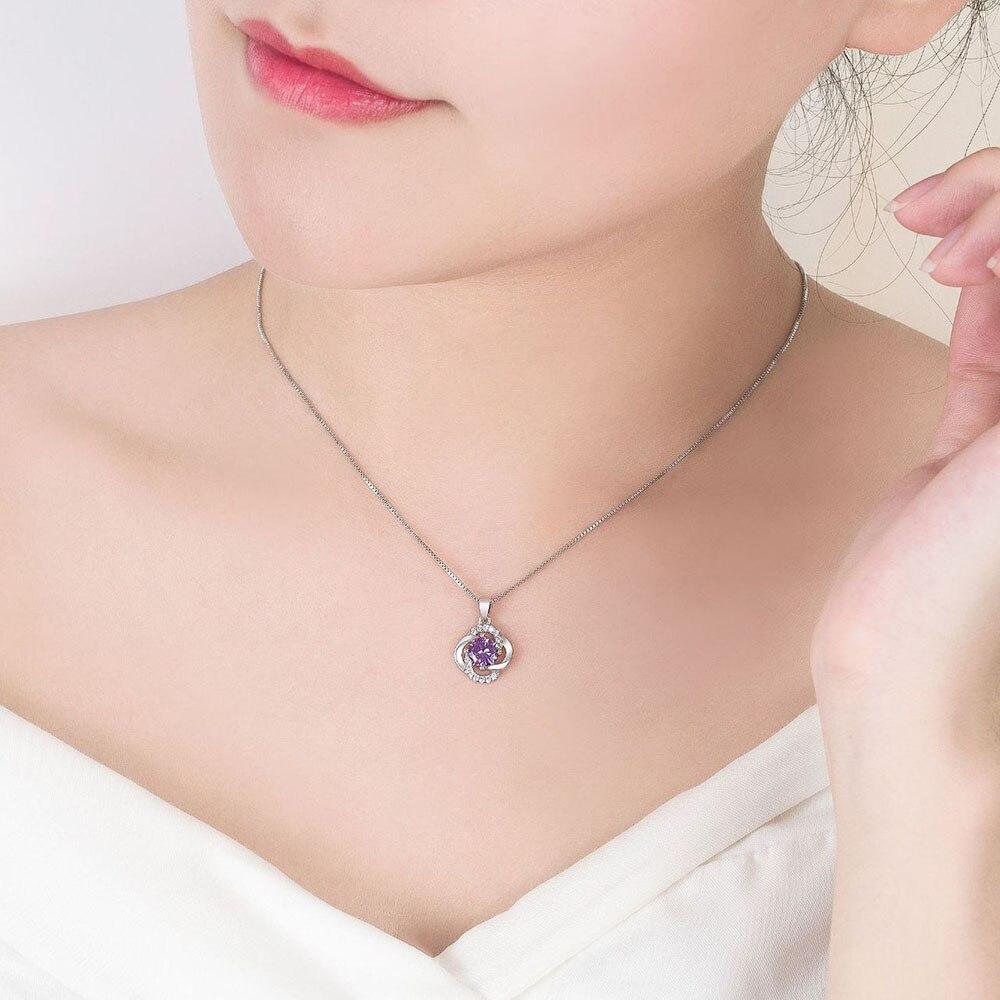 New 925 Sterling Silver Women Necklaces Fashion Lucky Clover Pendant High Quality Zircon Clavicle Chain Jewelry Length 45cm
