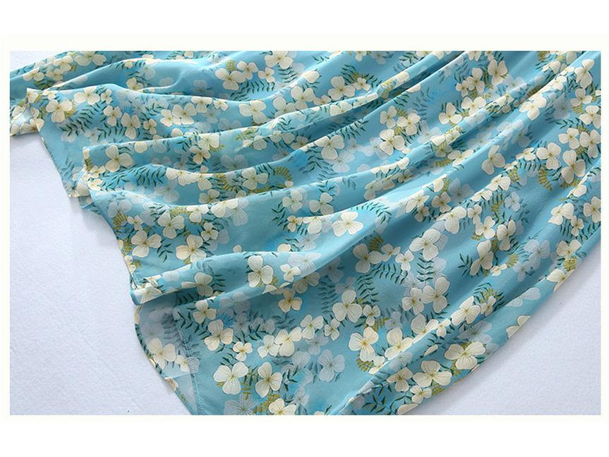 Elegant Silk Dress with Waist-Cinched Print
