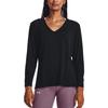 Under Armour Solid Loose V-Neck Long Sleeve T-Shirt Women Tops Black 1379158-001