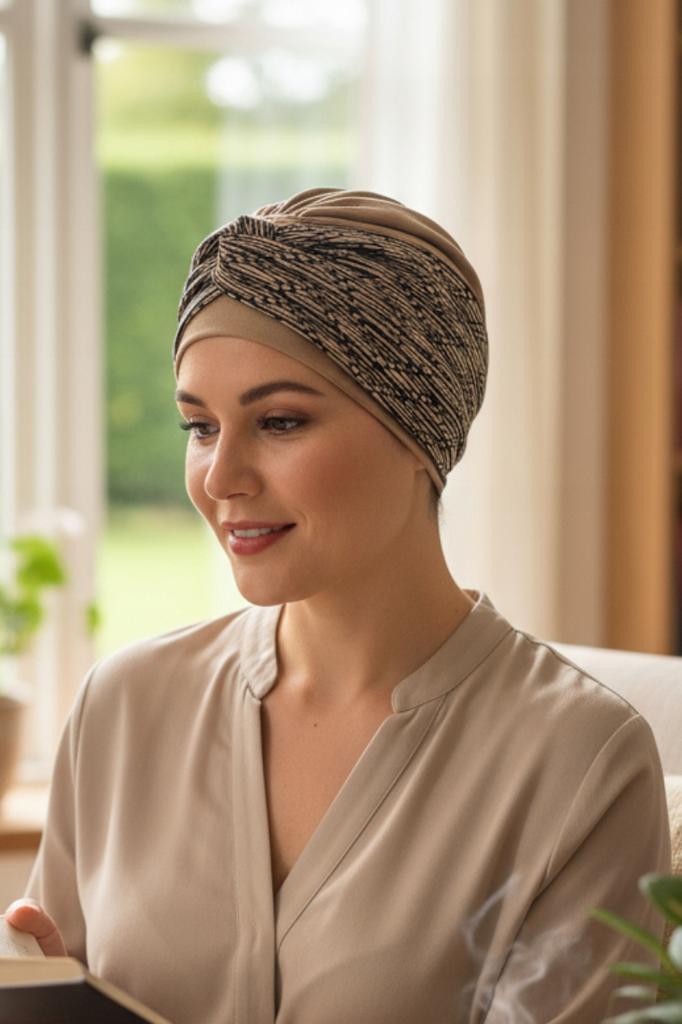 Lena Nude530 Damen Turban Baumwoll Kopftuch Auch Nach Chemotherapie