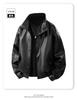 Mens Pu Leather Jacket Stand Collar Loose Retro Motorcycle Casual Outerwear