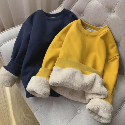 Unisex Lambskin Fleece Sweatshirt - Warm, Loose-Fit Round Neck Top for Autumn/Winter