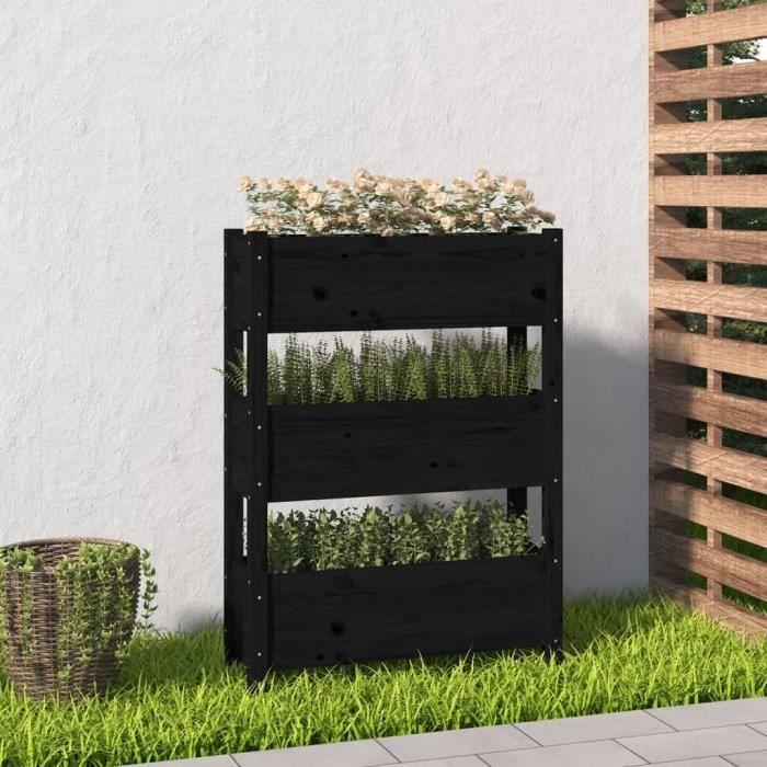 VidaXL Jardinière Noir 77x25x104,5 cm Bois massif de pin 823938
