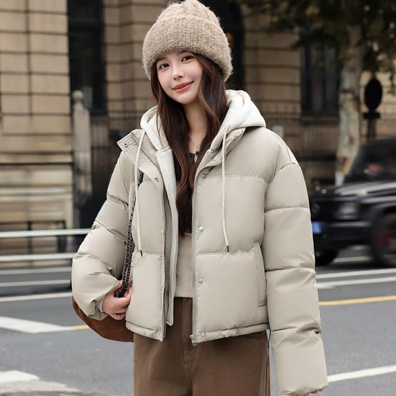 Cotton clothes women's new winter thickened bread clothes contrasting colors hooded cotton-padded clothes student jackets trendy