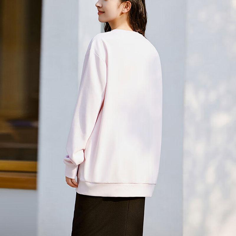 Anta Color Block Logo Print Knitted Pullover Casual Sweatshirt Unisex Sweatshirt Light-Pink 972418707-3