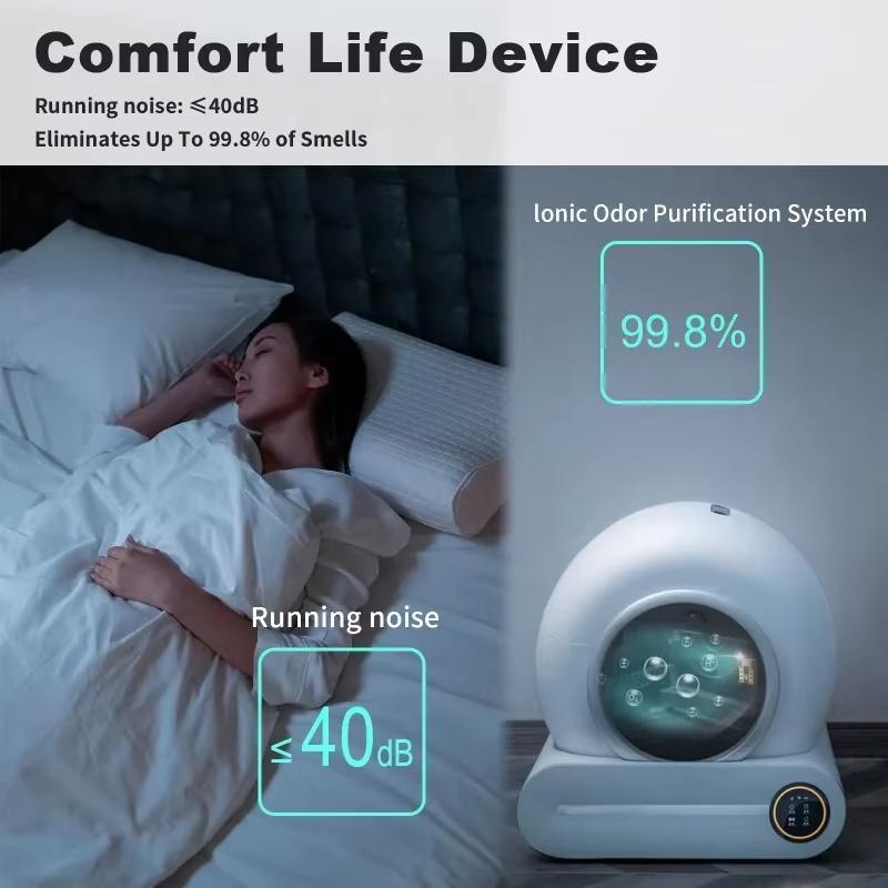 Tonepie Automatisches Smartes Extra Großes Katzenklo Selbstreinigend App-gesteuert Haustiertoilette Streuschale Ionen-Desodorierer für Haustiere Arenero Gato 65L