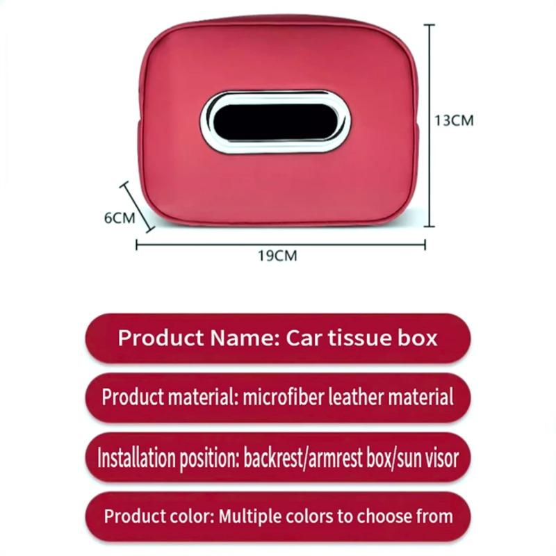 2025 Car Tissue Box Holder Microfiber Leather Car Center Console Armrest Napkin Box Sun Visor Backseat Tissue Case with Fix Strap