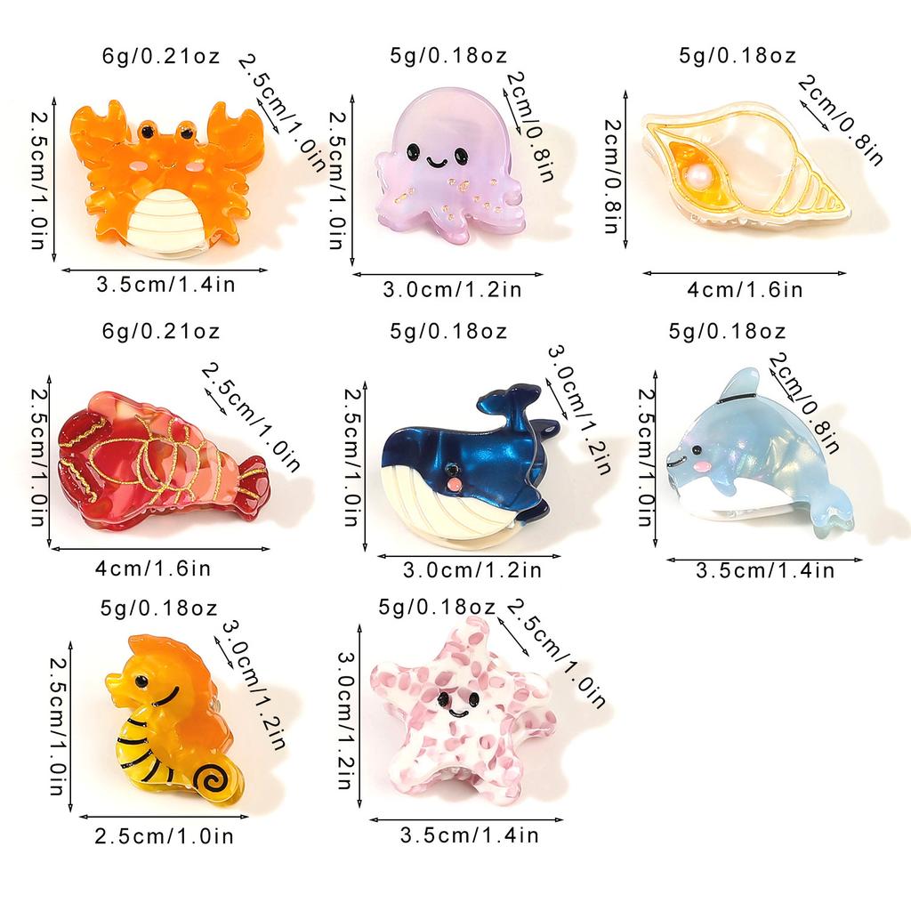 Cartoon Meereskleintier-Haarspangen sind kleine und zarte Acetat-Pfannen-Haarspangen, Pferdeschwanz halb gebundene Haiklammern