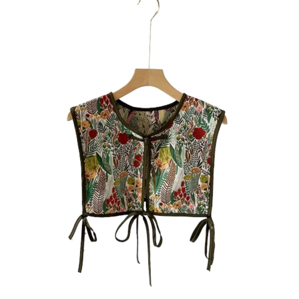 

Случайный узор женский вышитый жилет винтажный жилет на шнуровке модный поддельный воротник накидка женский Style 1