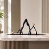 Freestanding Decor Figurine Geometric Metal Ornament with Bird