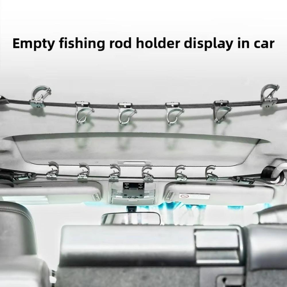 6 Position Car Fishing Rod Holder High-Elasticity Rubber Straps Non-Slip Design Clip-On Holder Durable Design