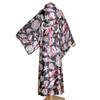 LanBuff Yukata Kimono Long Satin Fabric Pajamas Yukata Japanese Yukata Long Nightgown Women's Robe, Open-Front Loungewear, V-Neck Bathrobe, Pattern,