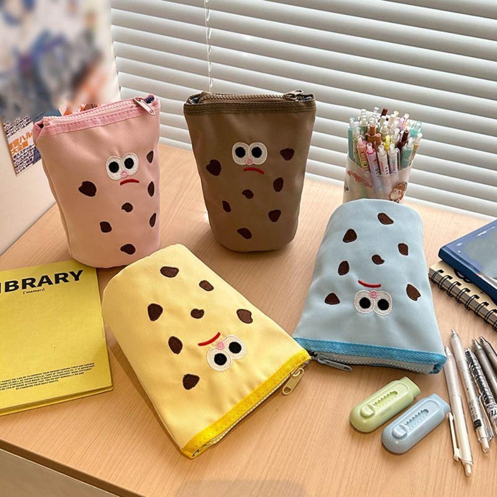 

Large Capacity Pencil Case Cookie Stationery Bag Cute Pen Bag Office кавовий