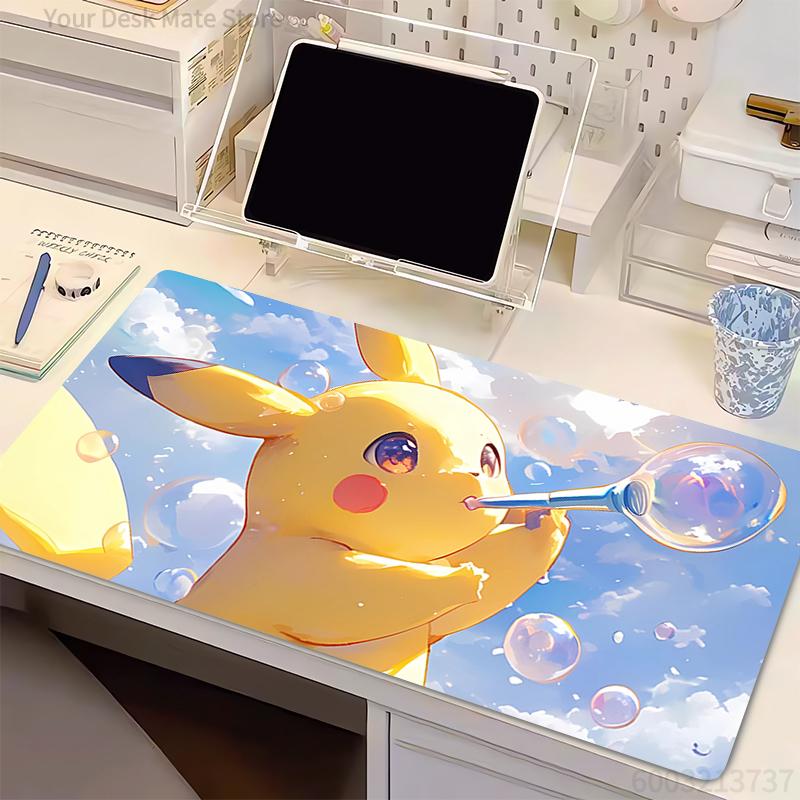 Gaming Mouse Pad Anime xxl Computer Gamer Desk Mouse Mat For CS GO Lock edge thickened Kawaii P-Pokemon Pikachu Rubber Mousepad
