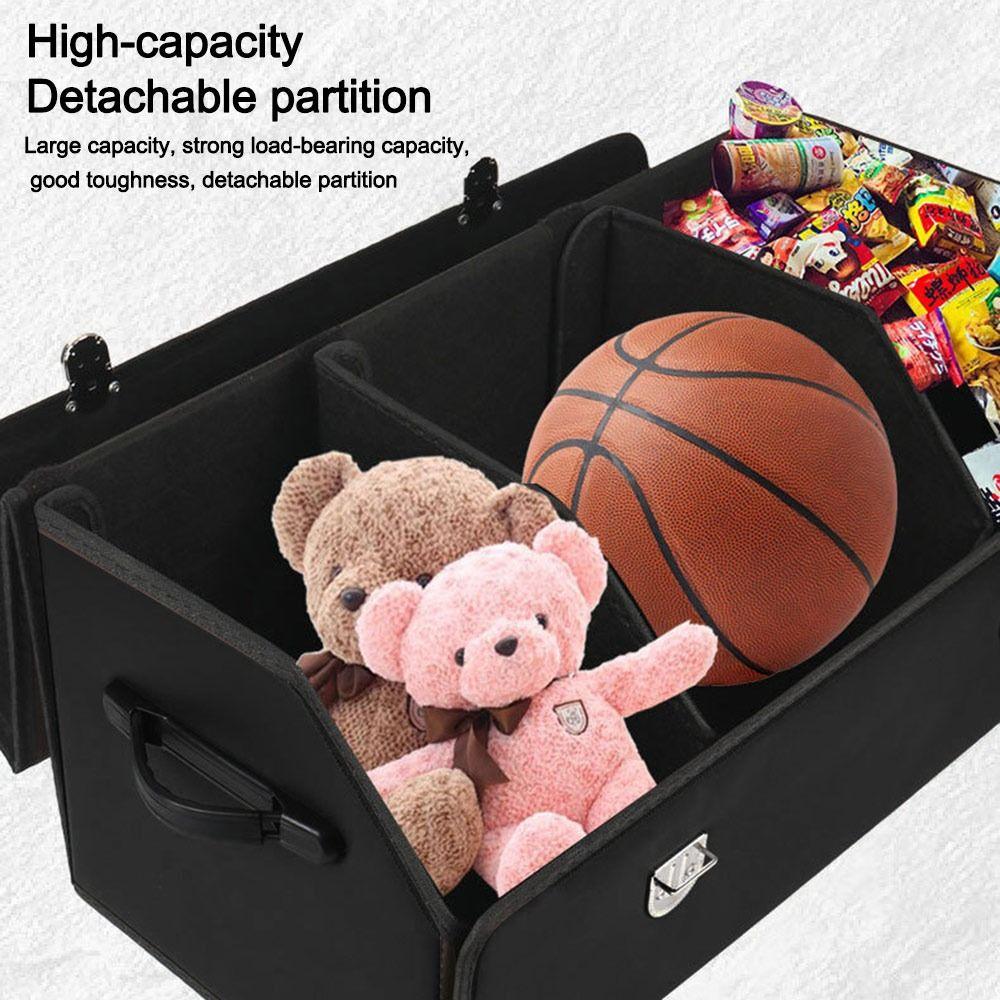 Durable Multi-purpose Car Trunk Storage Vehicle Organizer with Lock PU Leather Car Storage Box Foldable Auto Bag