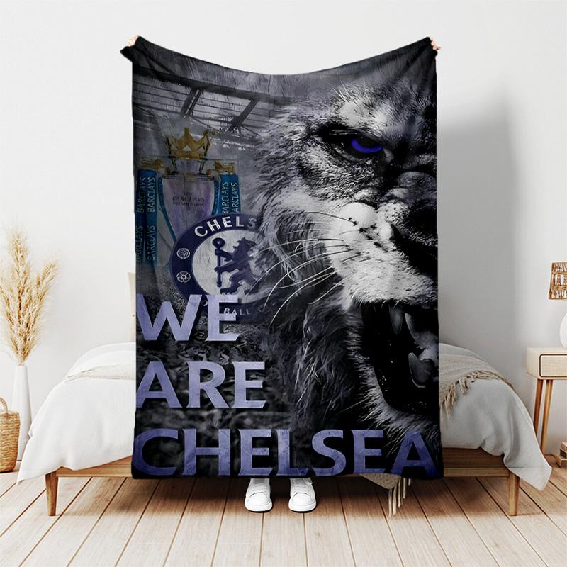 1pc Blanket - Chelsea FC Logo Print Design, Lightweight Blanket for Sofa, Bed- Soft &Warm, Gift for All Seasons
