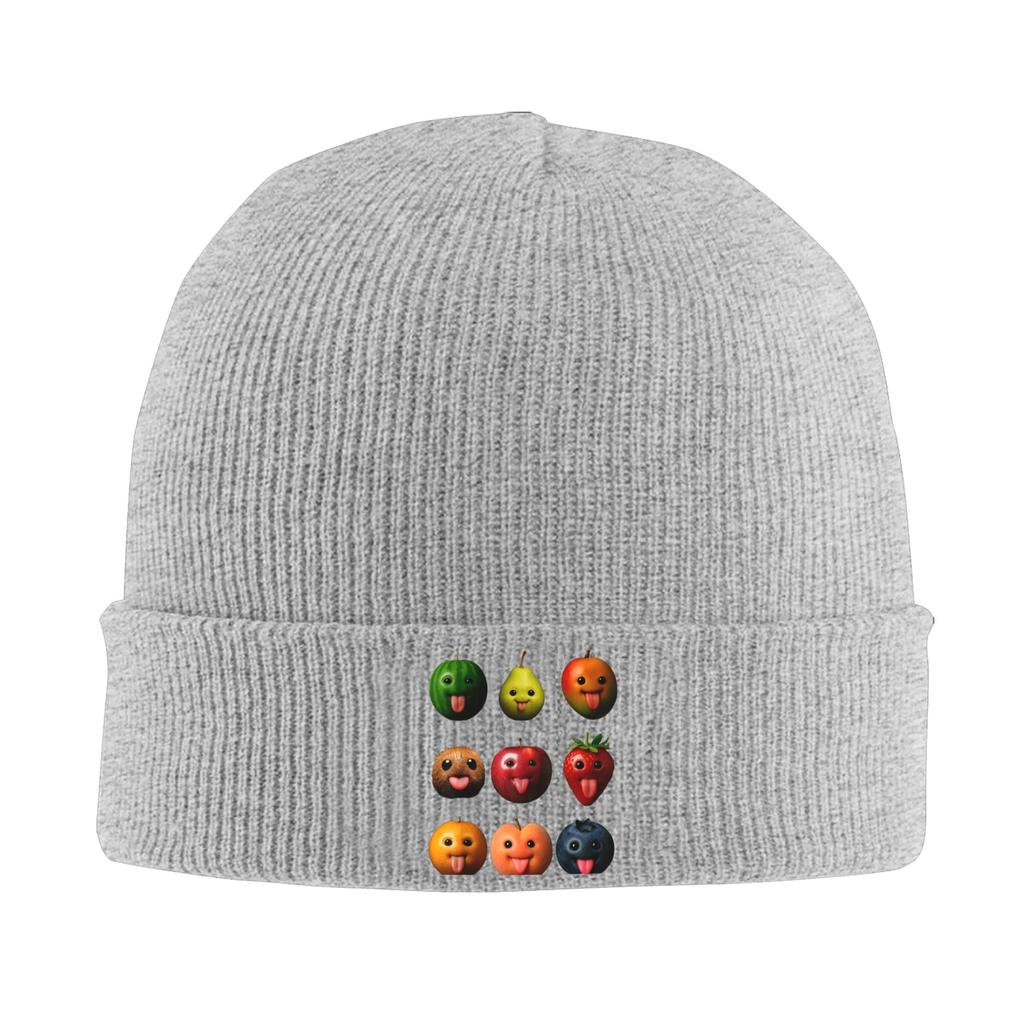 Funny Silly AI Fruit gen z Meme BrainRot Humor Tongue Out Beanie Hats  Bonnet Hats Fashion Knitted Hat Thermal Elastic Caps