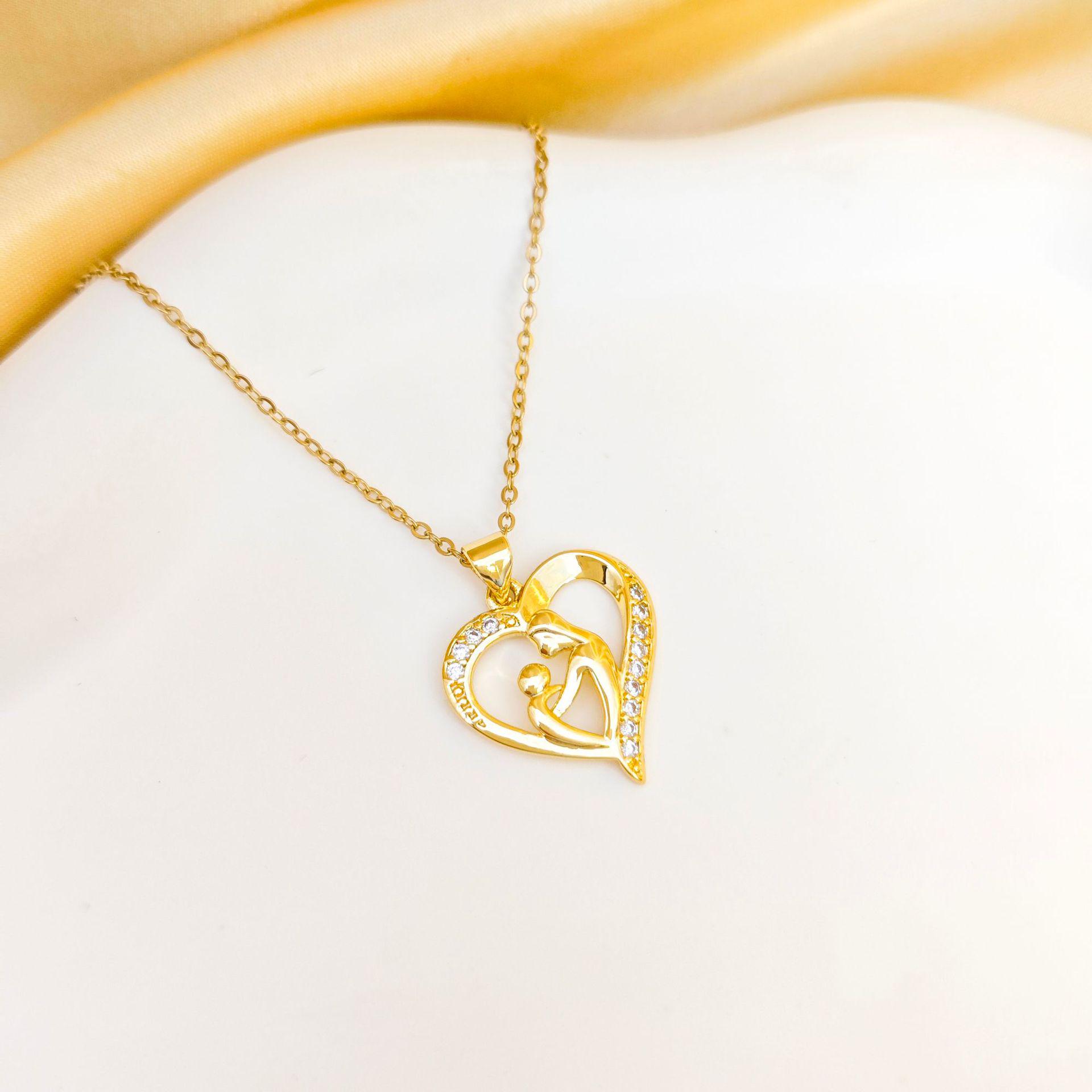 Elegant Heart-to-Heart Mother’s Day Necklace: Large Hand Holding Small Hand Pendant