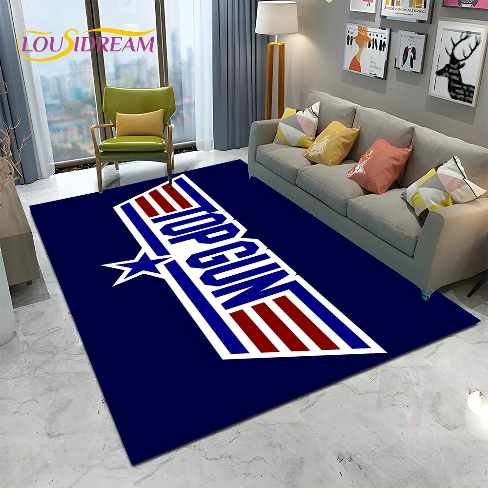 Classic Movie Top Gun Sign Tom Cruise Carpet Rug for Home Living Room Bedroom Sofa Doormat Decor,kid Area Rug Non-slip Floor Mat