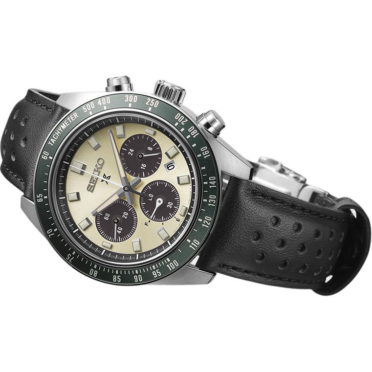 Seiko Prospex Solar Quartz Movement Leather Strap Watch 41.4mm Men's Watches Yellow Watch Dial SSC943P1