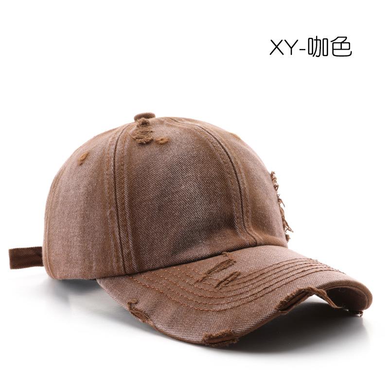 Japanese retro women's autumn and winter washed holes solid color light board baseball cap outdoor men's travel sun protection shade cap