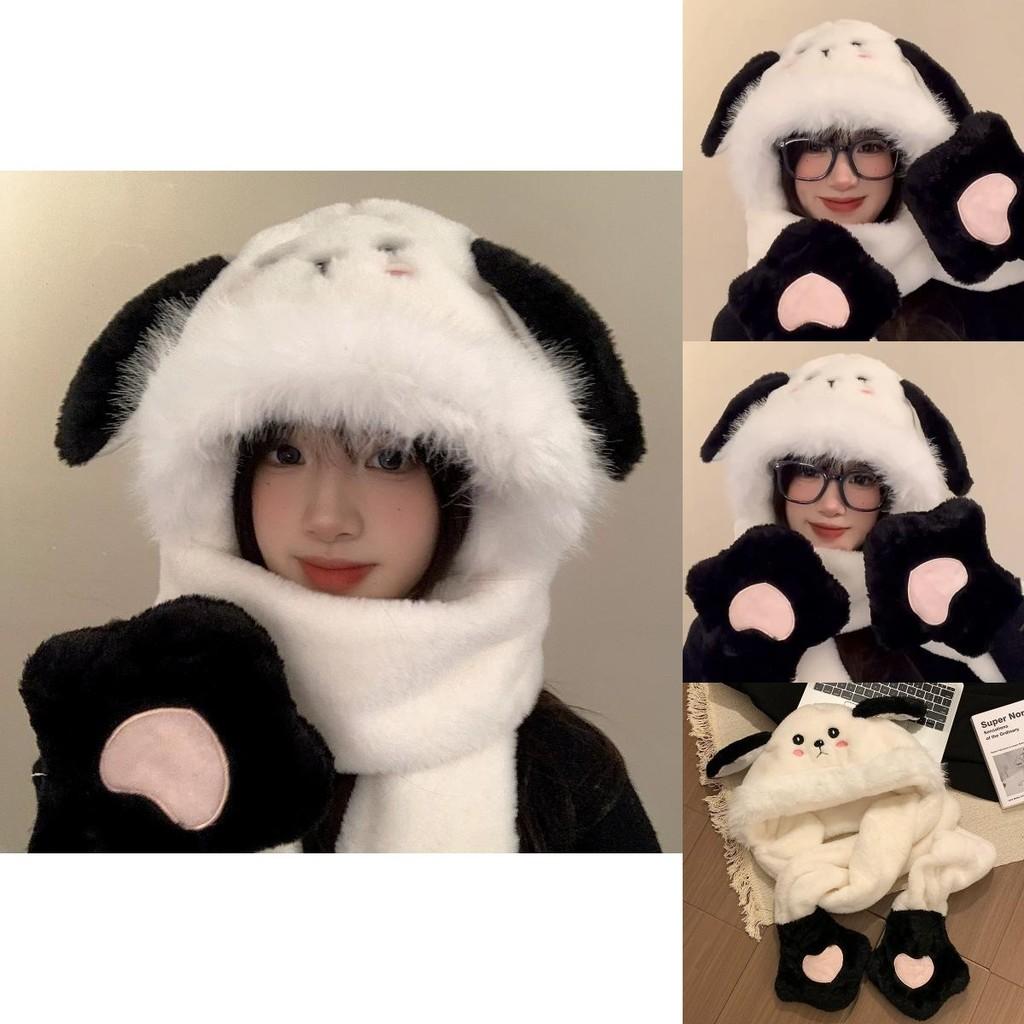 Puppy Ear Charming Winter Hat Scarf And Gloves Set For Women Comfortable And Versatile