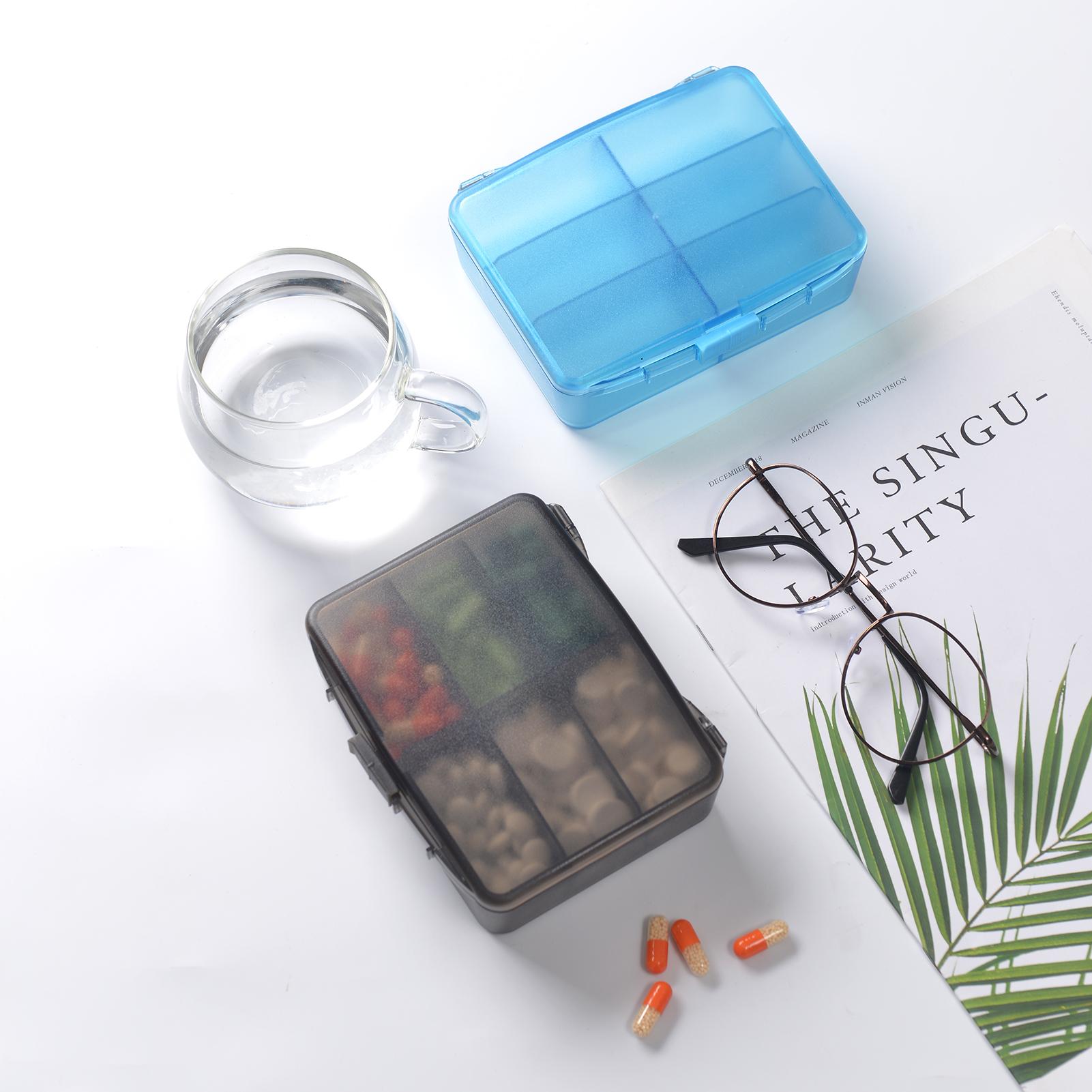 

High Capacity Pill Pill Box Case Daily Medicine Waterproof for Vitamins Fish Oil Supplement чёрный