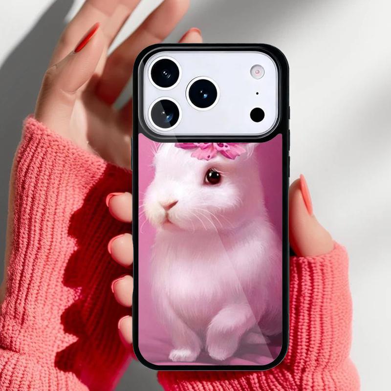 Cartoon Rabbit Bunny Phone Case for iPhone 17 16 15 14 13 Pro Max Back Cover for 12 11 Pro Coque