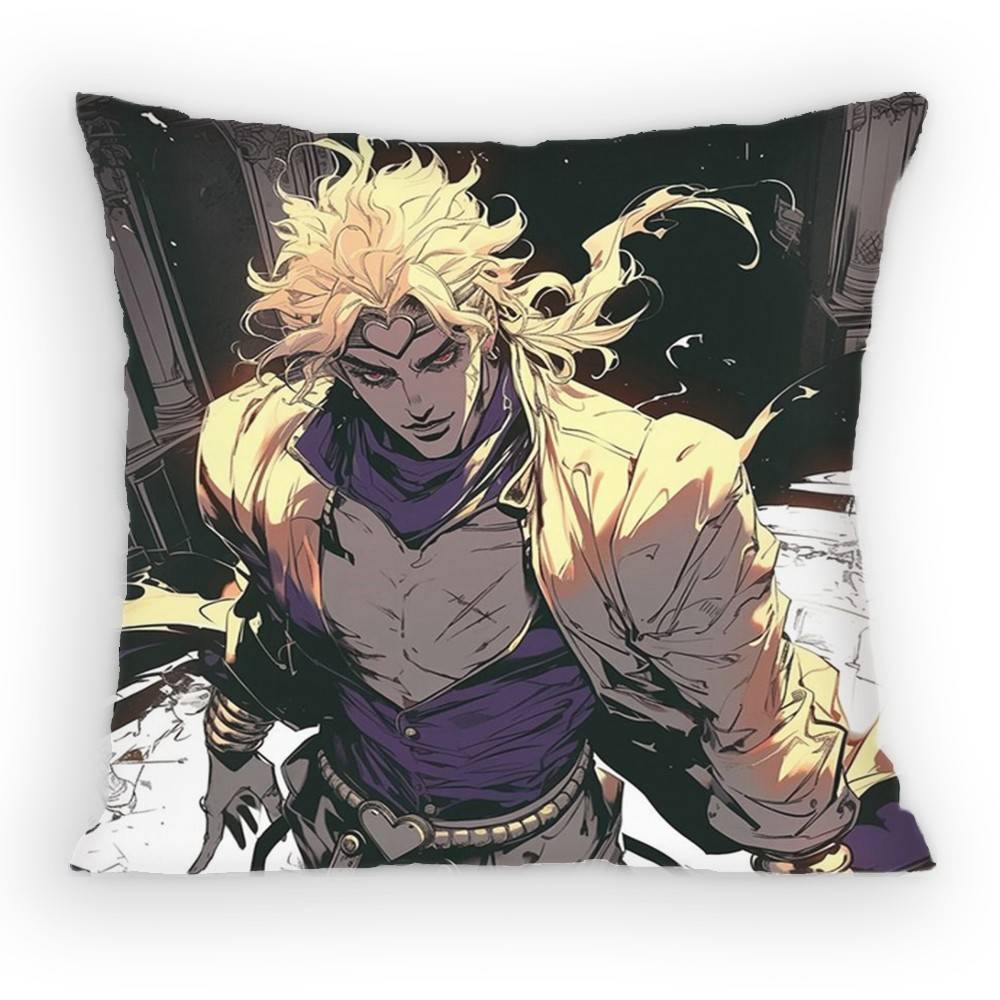 

Чехол на подушку из аниме JoJo Дио Брандо Чехол от пылевых клещей Невидимая молния шелковистый короткий плюш Чехол для диванной подушки 30x30 cm