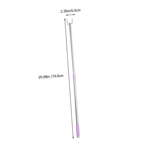 DOITOOL Stainless Steel Telescopic Rod, Hanger, Dressing Aid Stick, Curtain Hook, Claw, Reach Hook, Dress Stick Tool, Steel Fork, Purple, Aluminum
