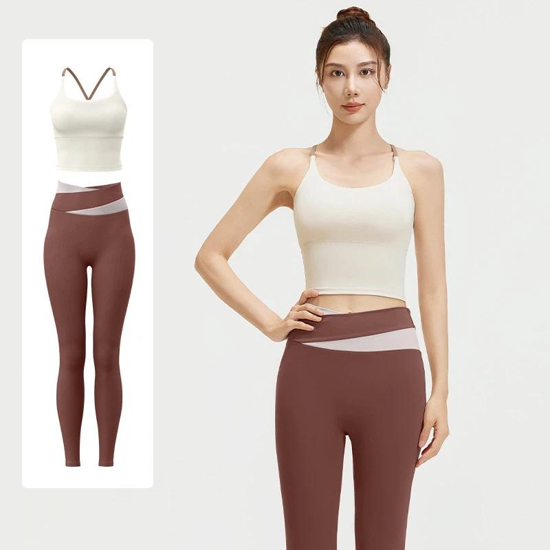 Szybkoschnący Oddychający Bezszwowy Wysokorozciągliwy Biustonosz Sportowy do Jogi Zestaw do Biegania dla Kobiet