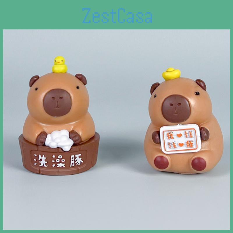 Cute Cartoon Bath Capybara Mini Model Ornament Set For Cute Toy Fans