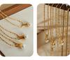 French Luxe Miyuki Bead Necklace: Titanium Steel 18k Gold Shell Pearl Pendant