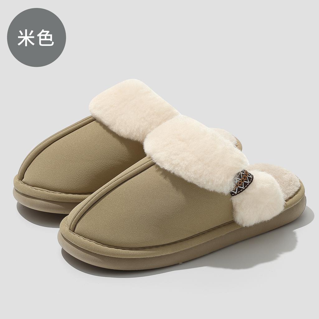 Autumn and winter cotton slippers couple indoor home household non-slip thick bottom warm stepping on shit plush