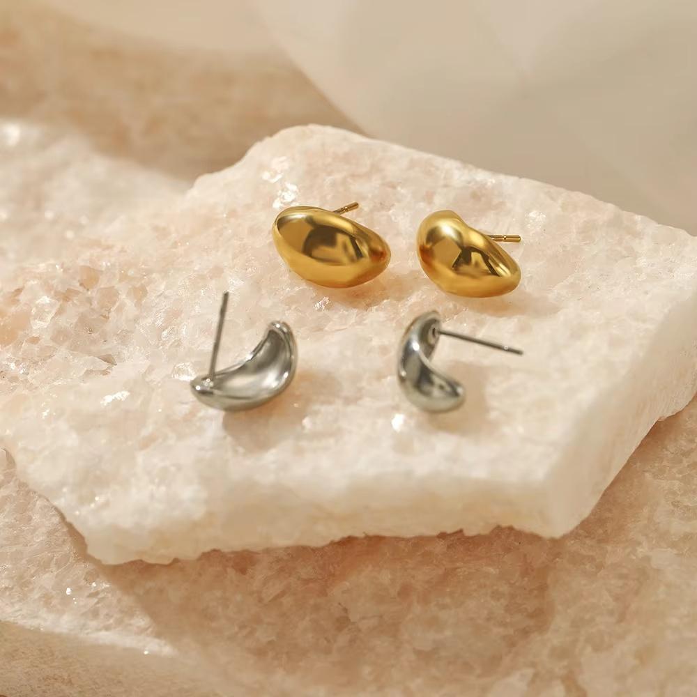 Fashion Minimalist Geometric Earrings Trendy Stainless Steel Glossy Stud Earrings For Women Daily Wear Party Gifts
