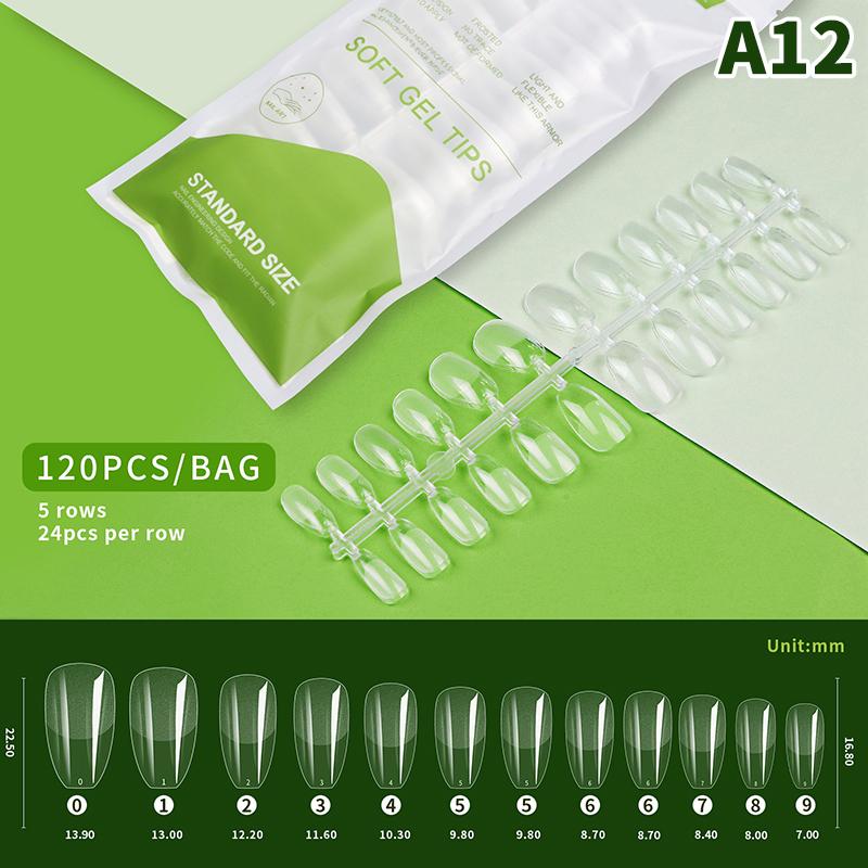 120 szt./worek W pełni Przezroczysty Kształt Migdała Kropla Wody Noszenie Manicure Baletowy Kwadratowy Krótki Naszywka na Paznokcie Matowa Naszywka Przedłużona Naszywka na Paznokcie