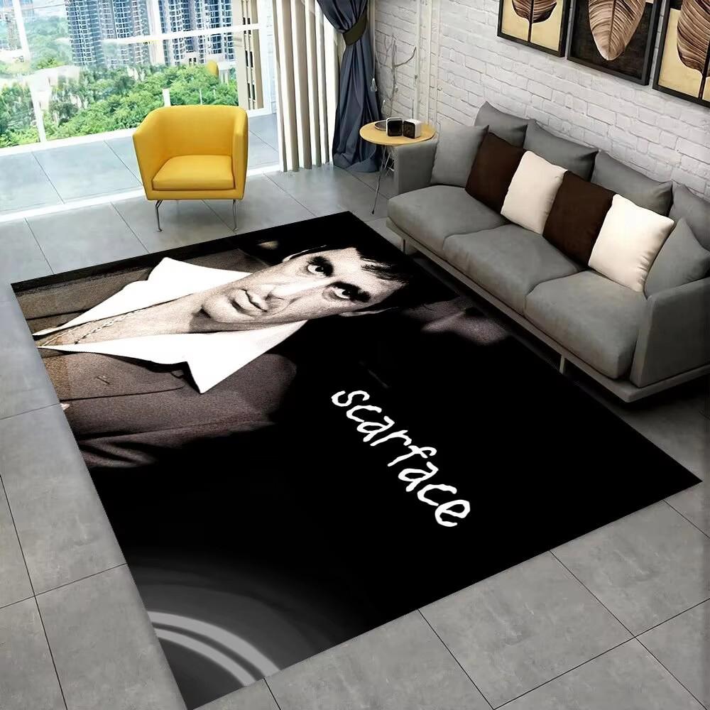 Tappeto Area Scarface Tony Stampa 3D Grande, Tappeto per Soggiorno Camera da Letto Divano Zerbino Decorativo, Tappetino da Gioco Antiscivolo per Bambini