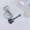 Guitar Pendant Keychain with Shimmering Stones Metal Keyring Sweet Cool Girls Key Chain Lightweight Jewelry for Bag
