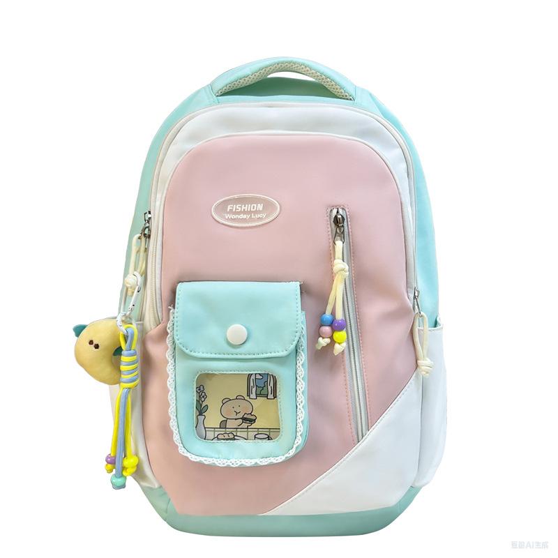 New trendy large-capacity schoolbag female junior high school college student campus contrasting color small fresh backpack travel backpack
