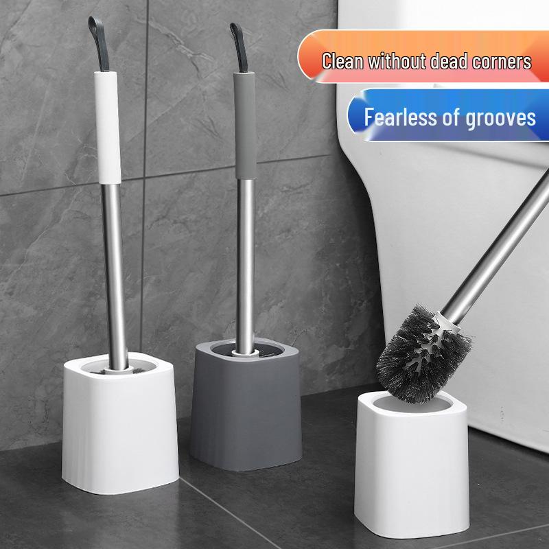 Wall-Mounted Multi-functional Long Handle Toilet Brush with Round Head and Draining Base for No Dead Corner Cleaning