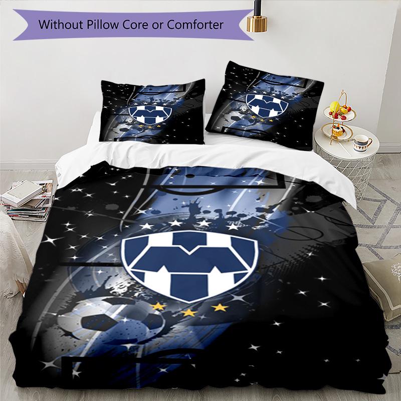 C.F.Monterrey Football Crest Art Printed Pattern Duvet Cover Set – includes 1 duvet cover and 2 matching pillowcases Bedroom decor Christmas gifts
