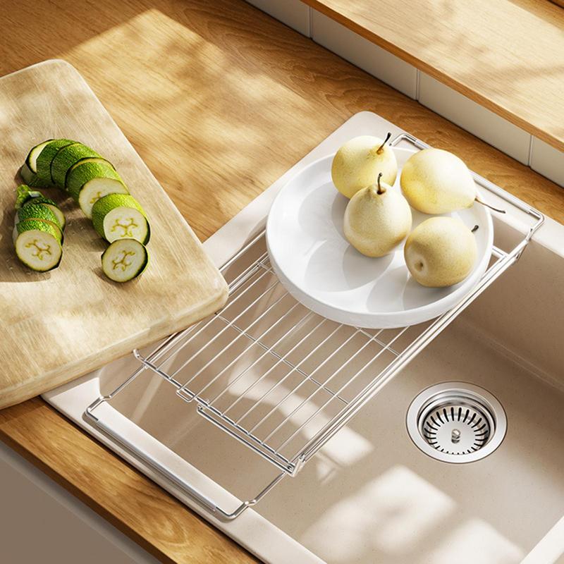 Kitchen Organizer Drying Rack for Dishes Dish Dryer Rack Stainless Steel Strainer Extendable Utensil Holder Storage Organizer