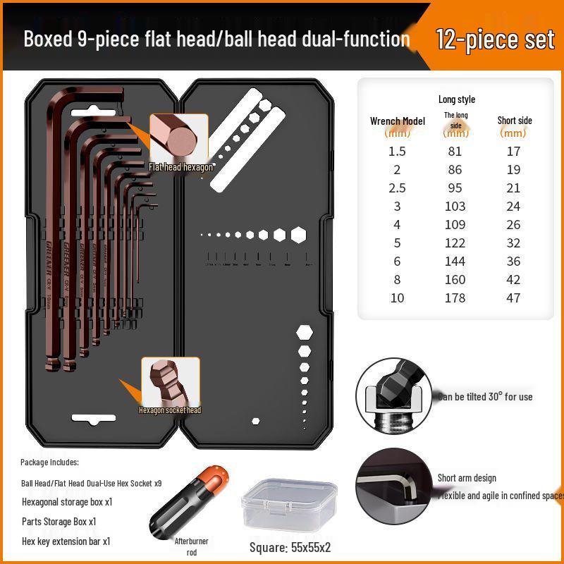 Universal Hex Wrench Set - 6-Point Screwdriver & Extendable Hex Tool