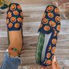 Women's Halloween Pumpkin Knit Flats Round Toe Comfort Shoes for Casual Costume Party