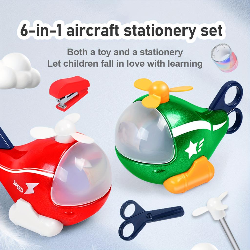 New Creative 6 IN 1 Aircraft Stationery Toy Detachable Office Desk Decor Starting School Onboarding Birthday Christmas Gift
