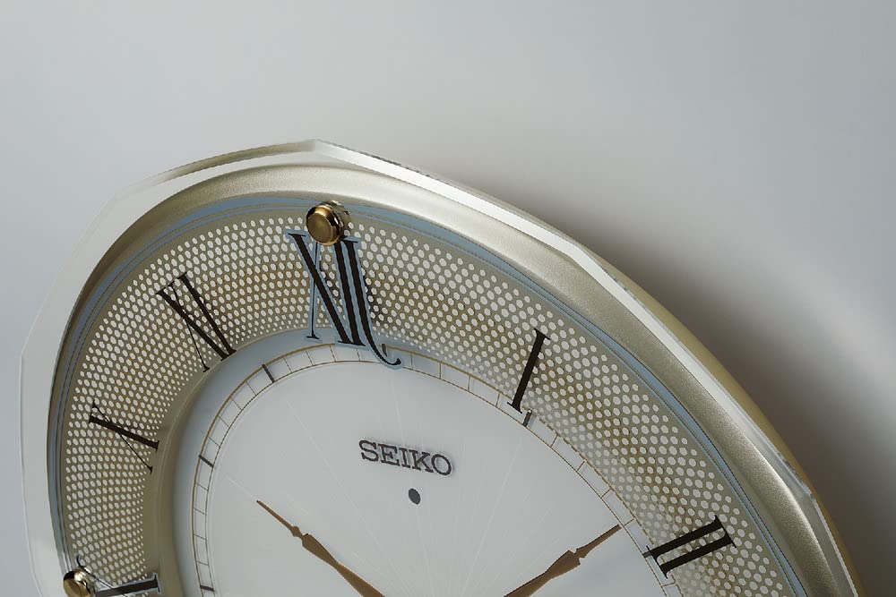 Seiko Clock Wall Clock Radio Wave Light Golden Pearl 340 X 340 X 45mm KX269G