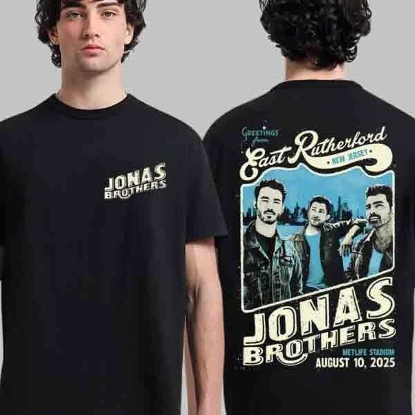 Jonas Brothers 2025 Tour Dates Poster Style Graphic Band Tee Shirt