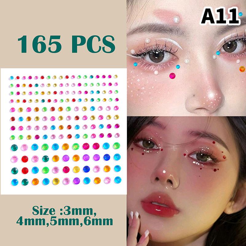 

165Pcs/Sheet Face Jewelry Decoration Rhinestone Crystal Kids Toy Diy Diamond Stickers Eye Makeup Self-Adhesive Nail A11