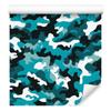 Turquoise and White Military Camouflage Wallpaper for Living Room and Bedroom 50x1000