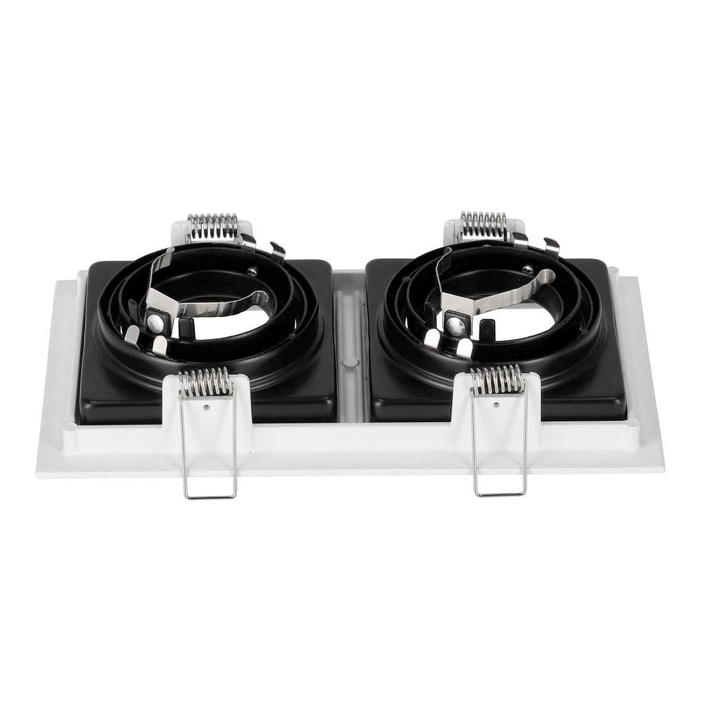 JOYINLED Square Double Ring LED Downlight Adjustable Recessed Frame GU10 MR16 Bulb Holder Spot Lamp Bracket Fixture for Decor